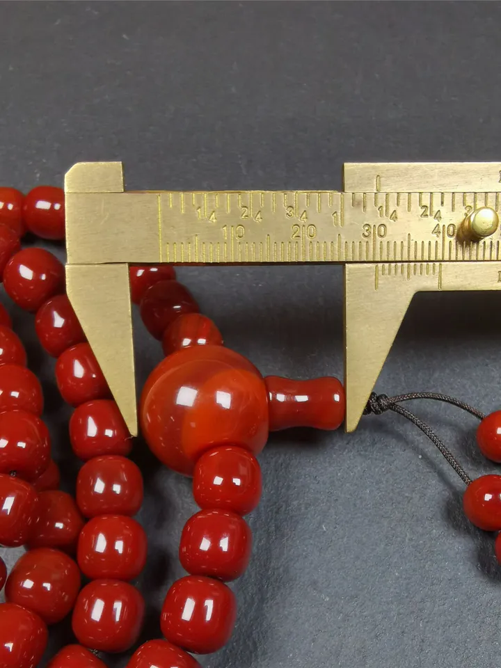 Gandhanra 108 Tibetan Mala, 0.4" Red Agate Prayer Beads Necklace,Tibetan Rosary for Meditation,Circumference 39"