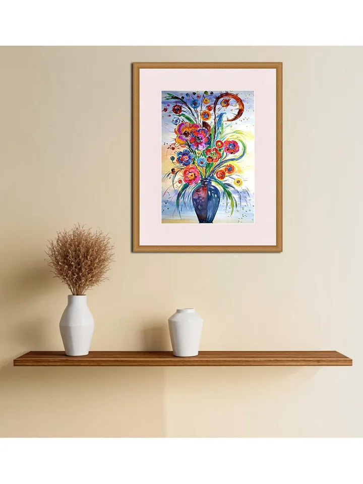 Kandinsky Flowers Style Abstract Original Art Floral Painting Watercolor Art 16 by 11 Above Bed Art by TatianaArtShop