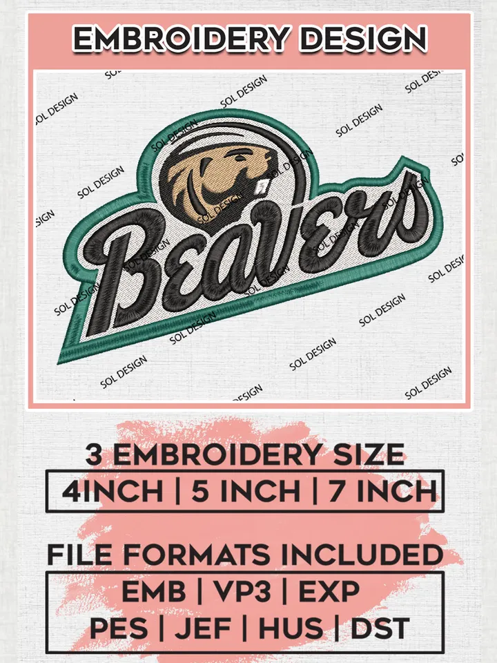 NCAA Beavers Team Mascot Logo Embroidery Design Files, NCAA Bemidji State Beavers Machine Embroidery, NCAA Teams, 3 sizes, NCAA Machine embroidery designs, Digital Download