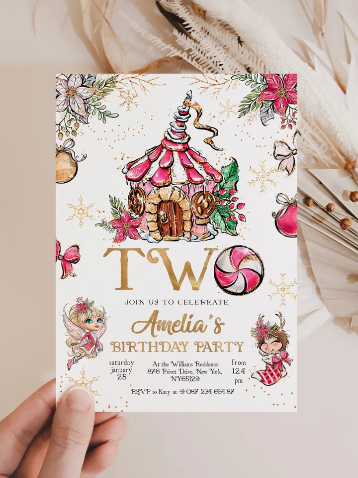 Christmas Pixie Birthday Invitation; Magical Fairy Invitation; Enchanted Fairy Birthday Party Invitation; Christmas Birthday any age; CF1
