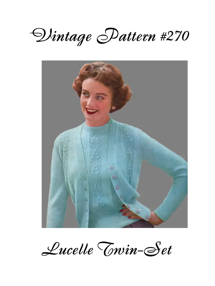Vintage Knitting Pattern 270 Lucelle Lady's Twin-Set Women Jacket Cardigan Pullover