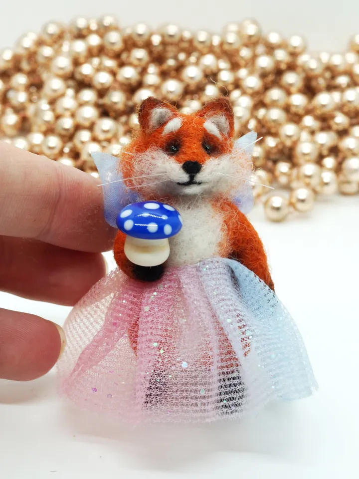Mary the fox, miniature needle felted animal, fairy fox, ships from the US