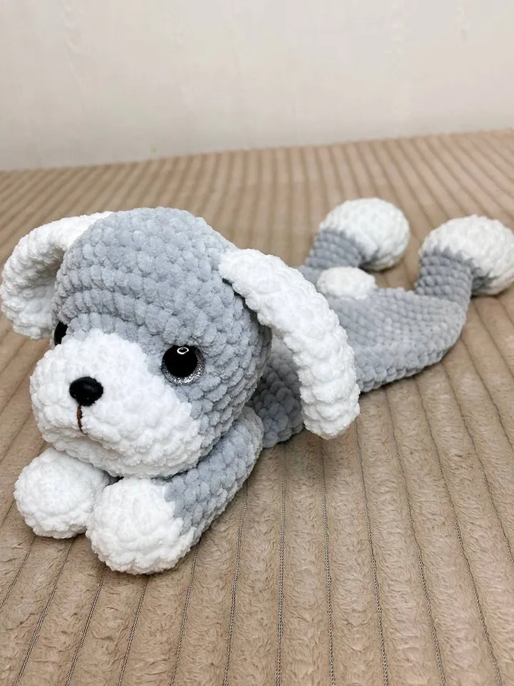 Handmade puppy snuggler Cute cuddle soft toy Baby shower gift