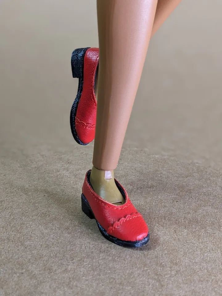 Handmade red & black leather Oxford shoes for 16-inch Integrity dolls (FR16)