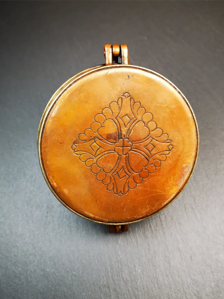Gandhanra 8.5cm/10.5cm Copper Case,Mandala Pattern, fit for Tibetan Cymbals, Tingsha Bell,Handmade in Nepal
