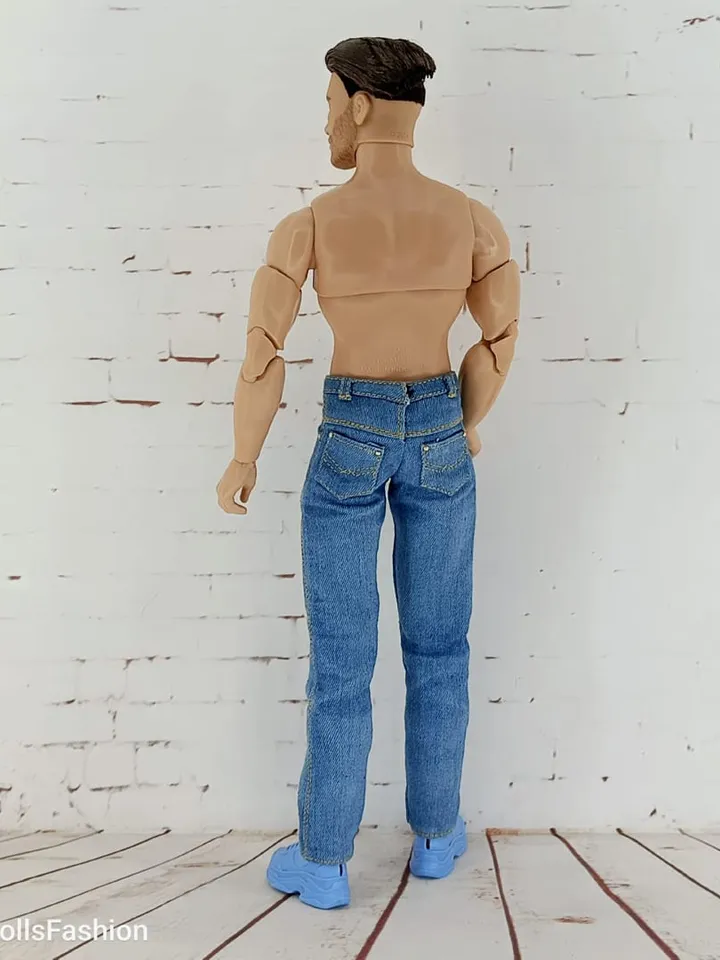 Light blue jeans for Ken with an athletic body type