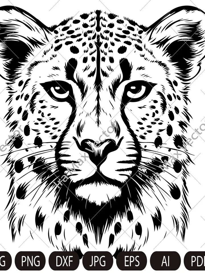 Cheetah Svg, Cheetah Clipart, Cheetah Png, Cheetah Head, Cheetah Cut Files , Cheetah Silhouette, Animals Silhouette