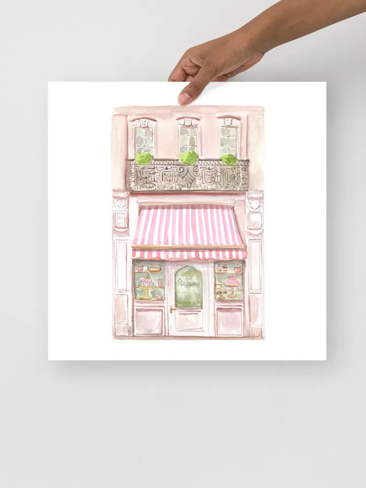 French Patisserie Bakery Art Print, Watercolor Painting, Paris Food Art, Sweet Shop Art Print, Pastel Kitchen Decor, Cute City Art Print