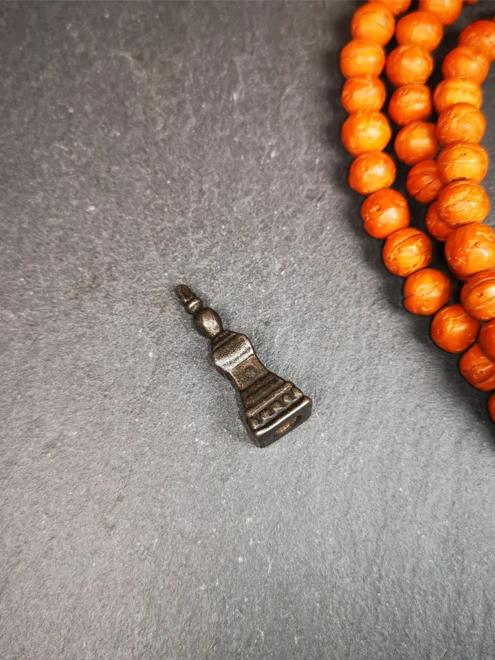 Gandhanra Handmade Tibetan Buddhist Amulet,Stupa,Pagoda,Buddhist Tower Pendant,Made of Cold Iron,1.22 inches