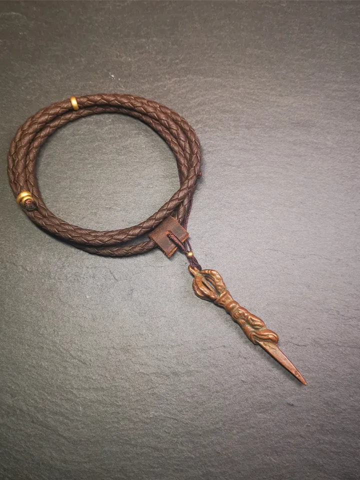 Gandhanra Antique Tibetan Amulet,Dragon Phurba,Kila(Dorje Phurba) , Trantic Buddhism Ritual Implement Pendant,Made of Copper,2.6"