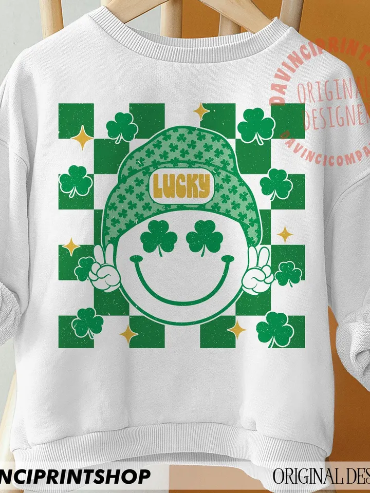 St Patricks Day Smile Faces PNG, Kid St Patricks png, Retro Groovy St patricks png, Toddler St patricks png, St patricks png, Shamrock png