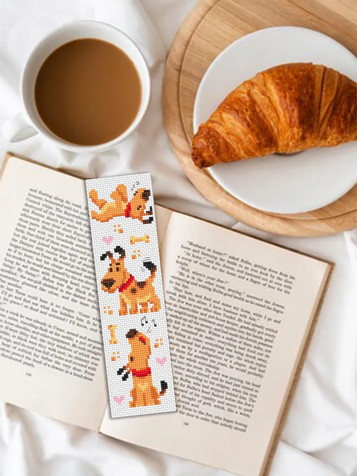 Dog bookmark cross stitch pattern PDF download Funny pet cross stitch chart, Simple bookmark pattern digital PDF, Dog lover bookmark #B463