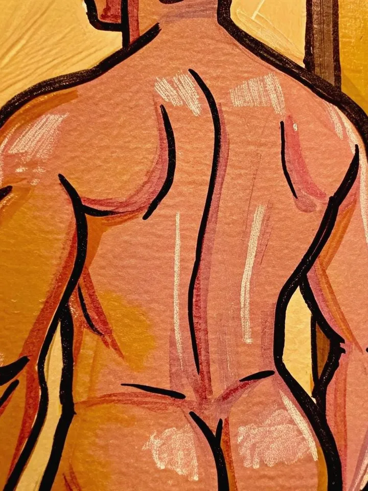 Gay Body Painting Male Original Art Men Abstract Wall Art Gay Wall Decor Gifts Personalized Mini painting framed 4x4 in Handmade Gift