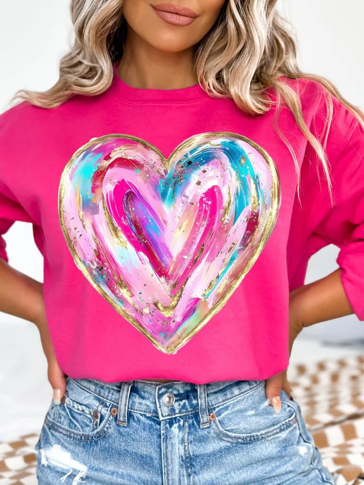 Valentines Day Heart Png, Brushstroke Valentines Png, Retro Valentine Png, Pink, Love Png, Girls Valentine Png, Valentine Shirt Design