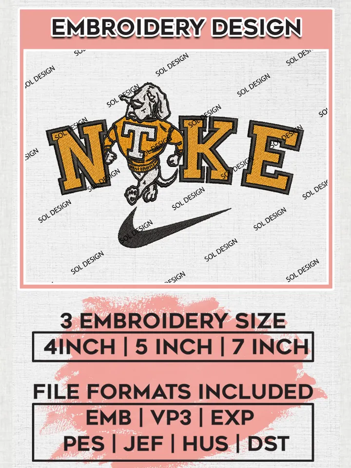 Nike Tennessee Volunteers Machine Embroidery Design, NCAA Tennessee Volunteers Embroidery Design Design files, NCAA Embroidery Designs, NCAA Machine Embroidery Designs, Digital Download