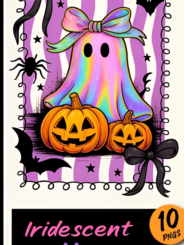 Halloween Iridescent Ghost Bundle Png