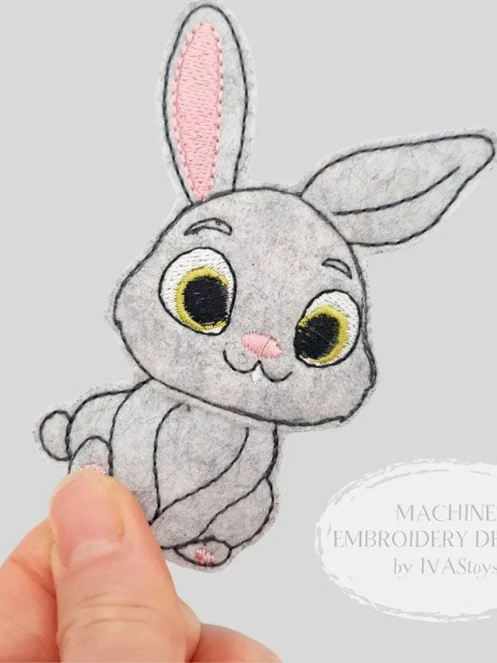 Machine Embroidery Bunny Puppet Pattern & Rainbow Egg Activity Set ITH + Play Guide PDF, Developmental Felt Toy Design