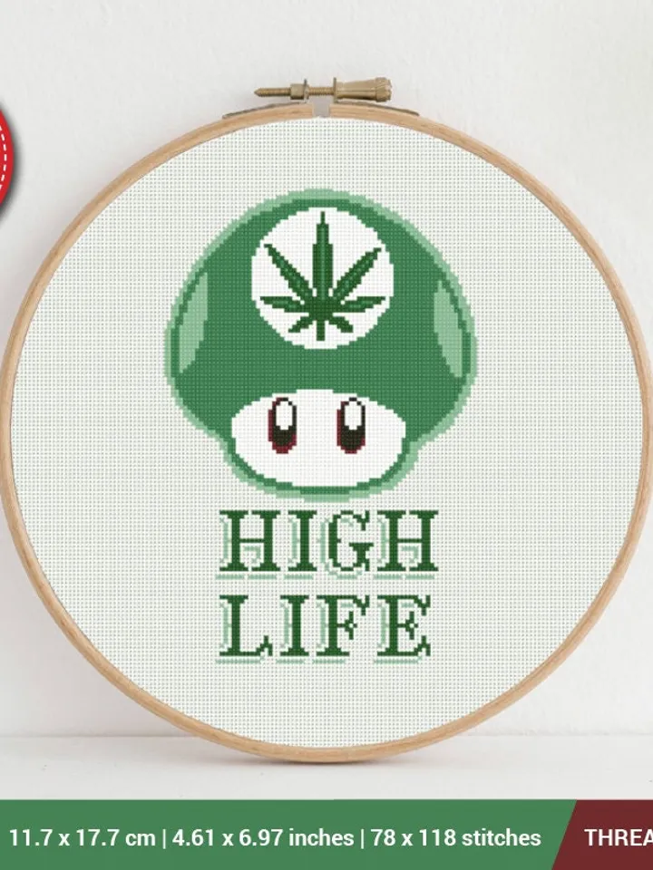 Super Mario Weed Cross stitch pattern | Embroidery Pattern | Instant Download | Embroidery Designs