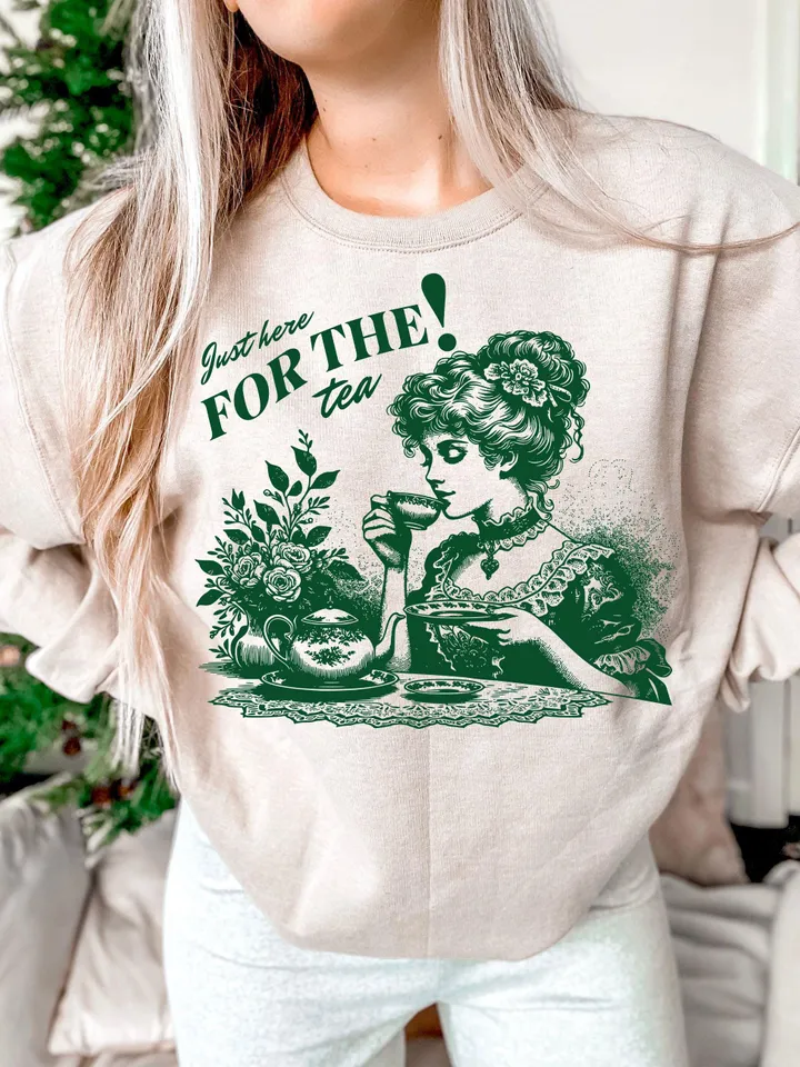 Just Here For The Tea PNG, Here For The Tea PNG, Trendy Vintage Retro Funny Design for Graphic Tees, Spill The Tea PNG, pdf