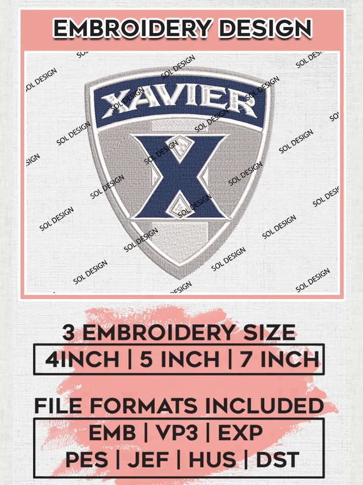 NCAA Xavier Team X Logo Machine Embroidery Design, NCAA Xavier Musketeers Team Design Design files, NCAA Team Embroidery Designs, NCAA Machine Embroidery Designs, Digital Download