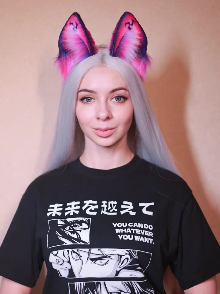 Electro Genshin Impact faux fur cat ears on headband