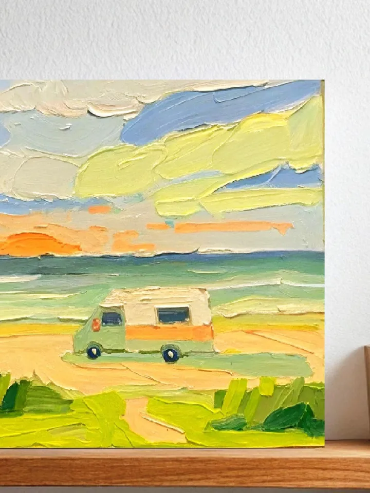 San Diego Painting Beach Travel Original Art Impasto Oil Painting Camper Vanlife Impressionist Small Artwork Gift by ArtProkopaloSv