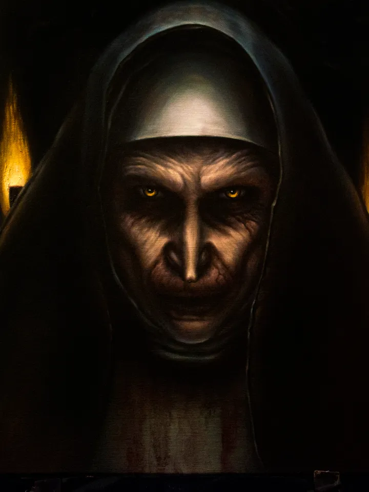 Oil painting The Nun Demon Nun