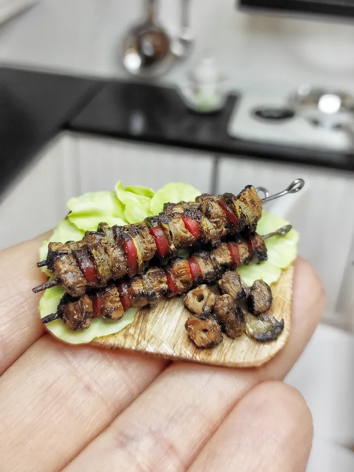 Realistic miniature kebab 1 12 - Barbecue - Mini kebab - Kebab for dolls - gift ideas - miniature - dollhouse miniature