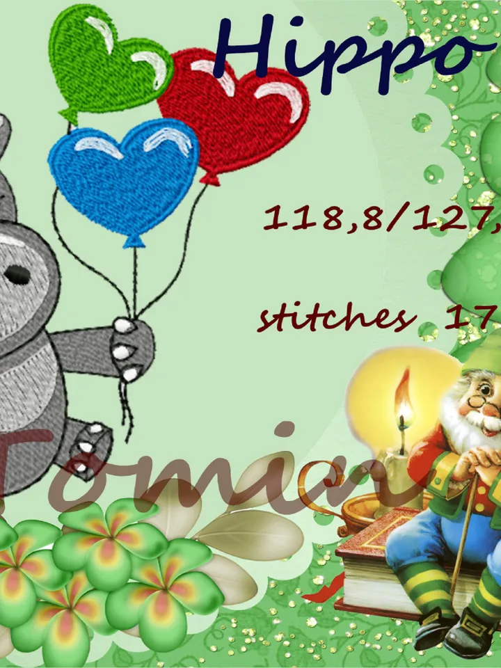 Hippo boy Embroidery Design
