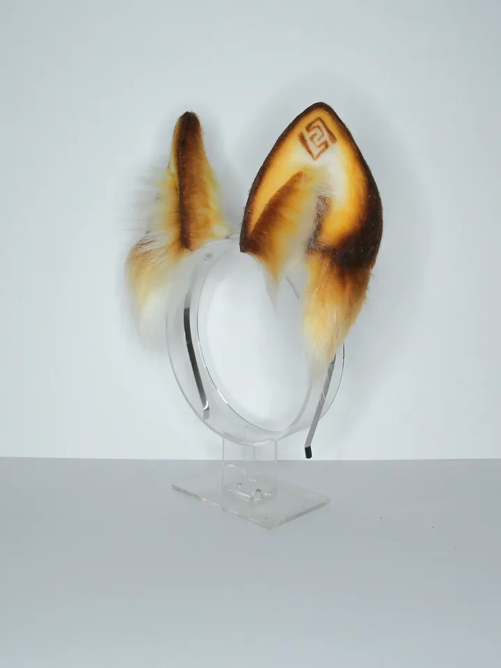 Geo Genshin Impact faux fur cat ears on headband