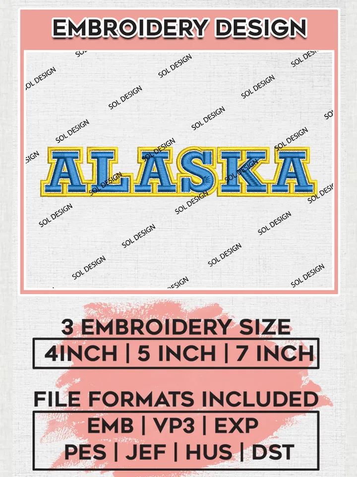 NCAA Alaska College Team Word Logo Embroidery Design Files, NCAA Alaska Nanooks Machine Embroidery, NCAA Teams, 3 sizes, NCAA Machine embroidery designs, Digital Download