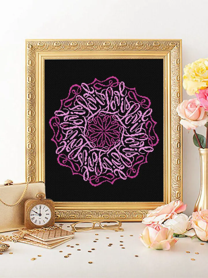 Love mandala cross stitch pattern PDF download Mandala art love cross stitch chart, Modern mandala pattern digital PDF, Home decor #M228