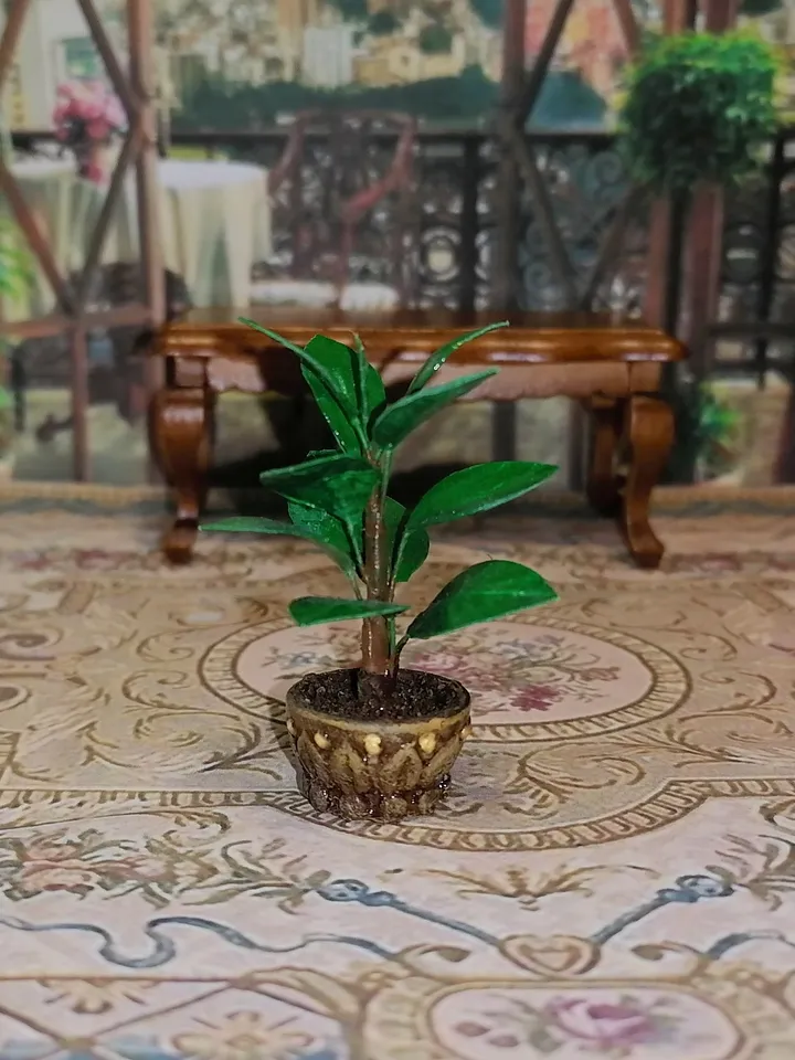 Ficus for the doll house. 1:12. Puppet miniature. Dollhouse.