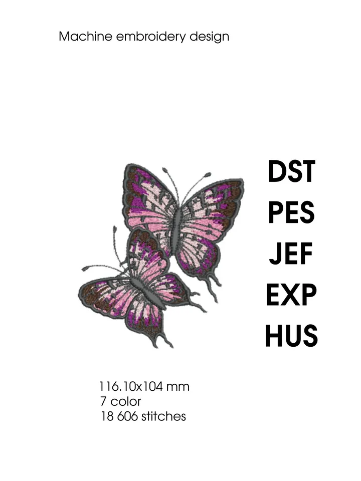 Butterfly machine embroidery design
