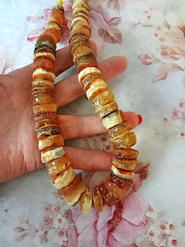 Amber Big Beads Necklace Baltic Raw Amber Yellow Healing Gemstone Jewelry for adults Holiday Gift for woman mother