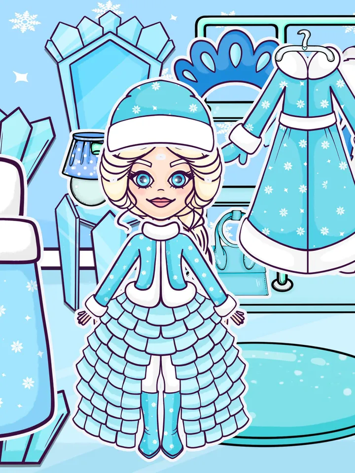 Blue Blythe paper doll clothes cut out, Printable paper doll digital PDF instant download, printable doll house, Busy book activity