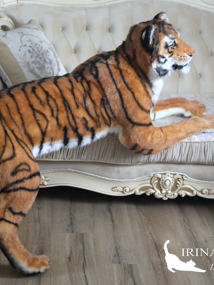 Tiger realistic plush animals. Ooak toy. Big tiger stuffed toy