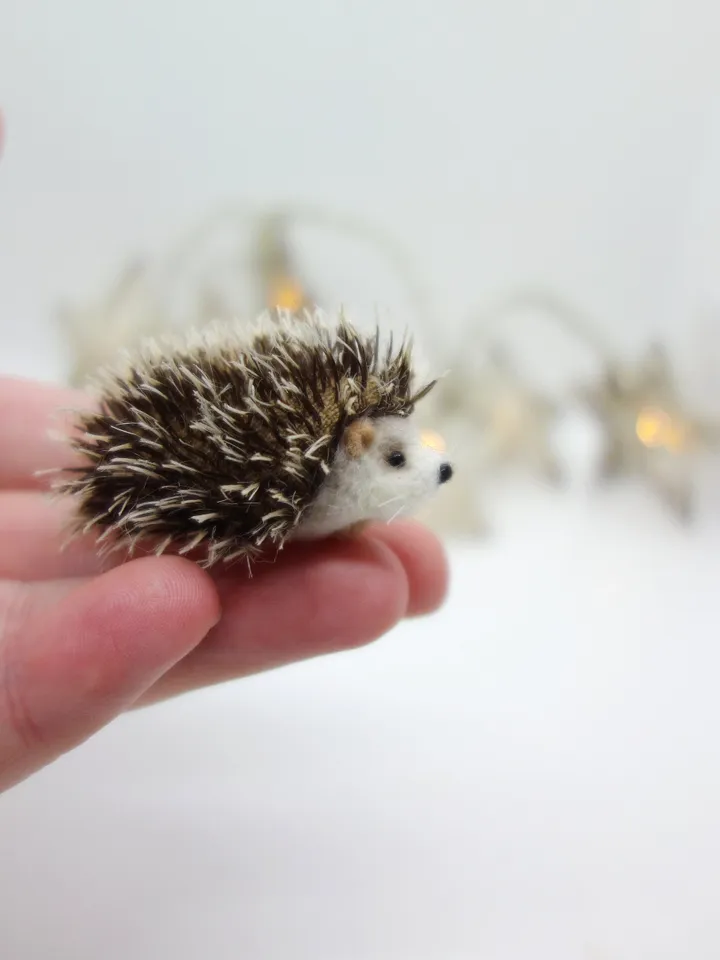 Button the hedgehog, miniature needle felted animal, made to order