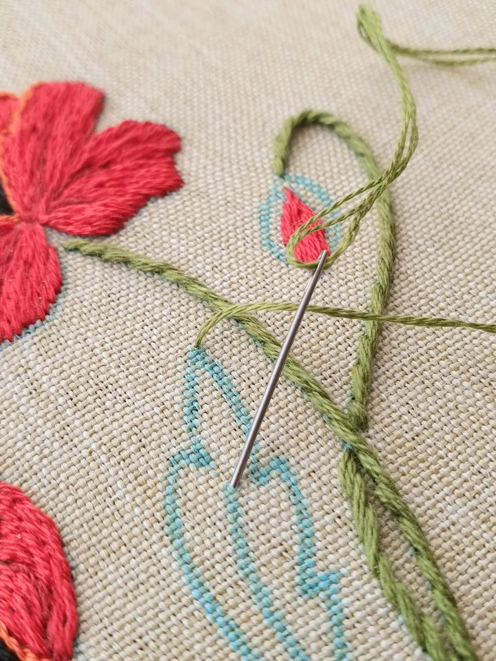 Poppy pattern PDF hand embroidery DIY, Floral design
