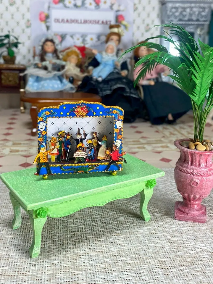 Puppet theater. 1:12. Theater for a dollhouse. Handmade.