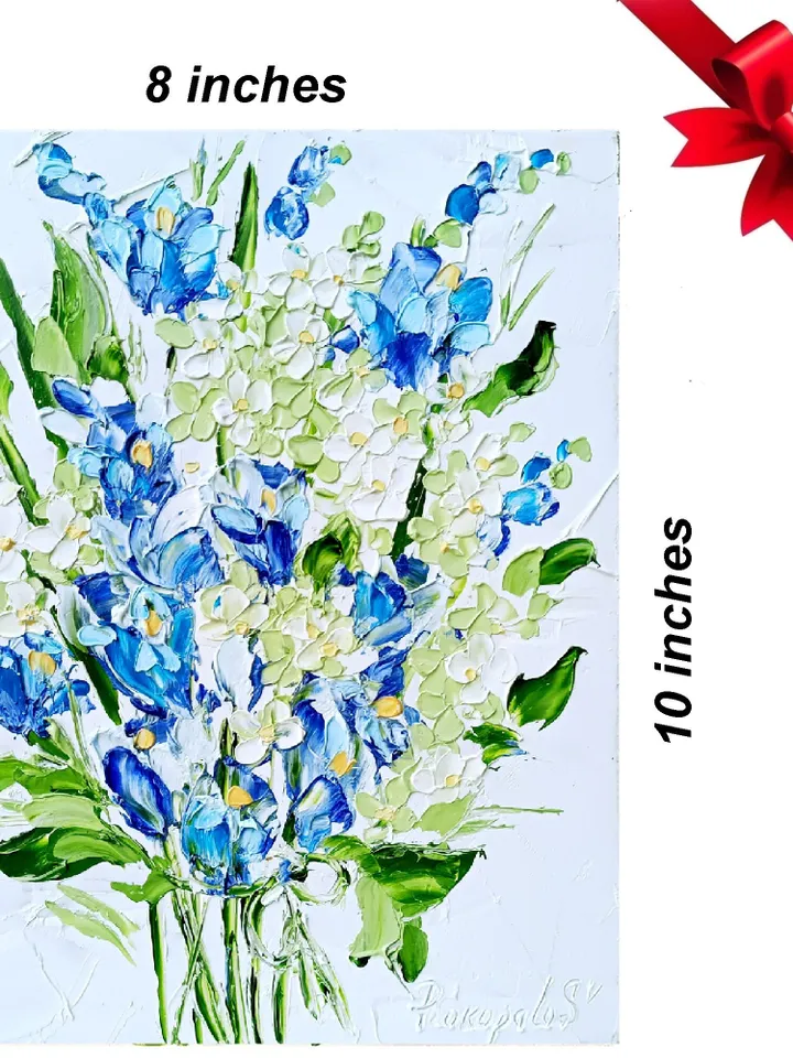 Bell Painting Lilac Original Art Impasto Oil Painting flower 10x8 painting Floral Painting by ArtProkopaloSv