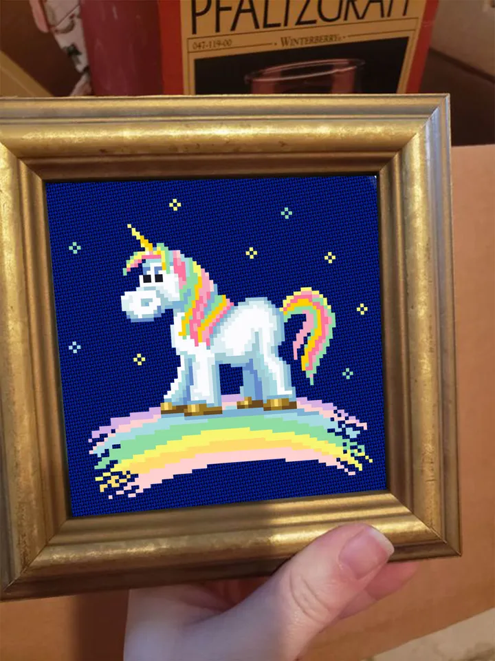Rainbow unicorn cross stitch pattern download PDF Unicorn hand embroidery PDF Cute animal cross stitch chart, Little horse cross stitch #K11