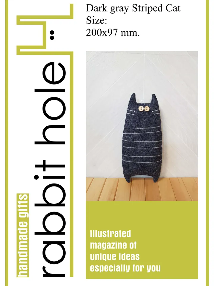 Black Cat Sewing Pattern PDF, Tutorial in English, Felt animal Pattern, felt doll sewing diy, Halloween doll PDF