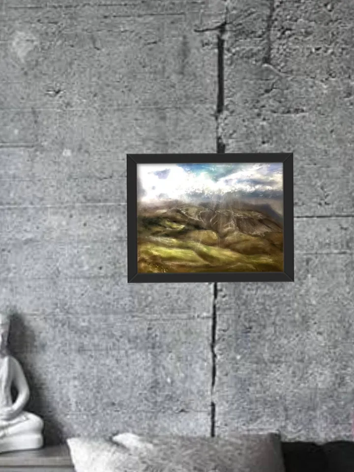 Landscape original pastel painting.Mountains painting.Hand made painting on pastelmat.