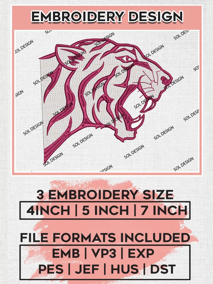 Texas Southern Tigers Embroidery Designs, NCAA Logo Machine Embroidery Files, NCAA Texas Southern Tigers Logo, NCAA Embroidery Designs, Machine Embroidery Designs, Digital Download
