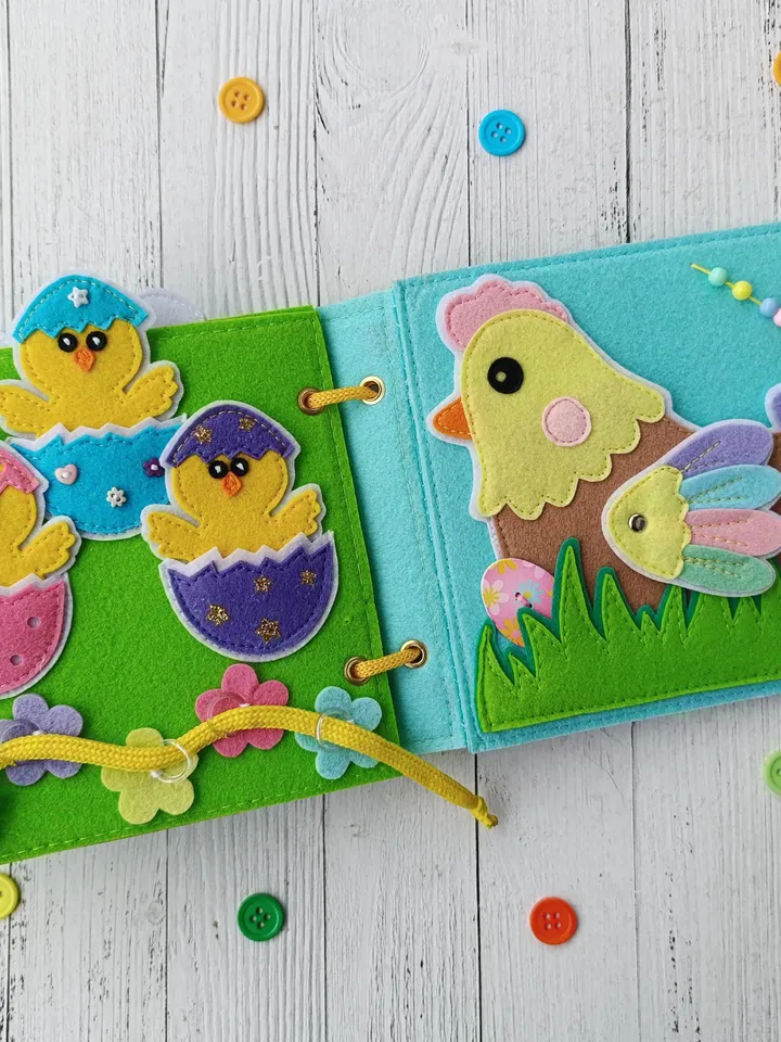 Easter Quiet book pattern PDF & Tutorial pages, Bunny Felt book pattern svg, Quiet book, Sensory toys, Pdf felt sewing pattern for toddler