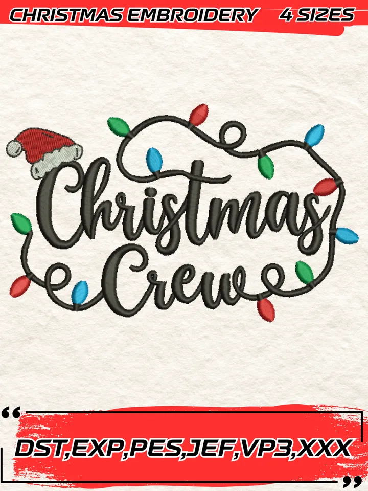 Christmas Crew Embroidery Design,Christmas Embroidery Design,4 Sizes, Digital Download #9