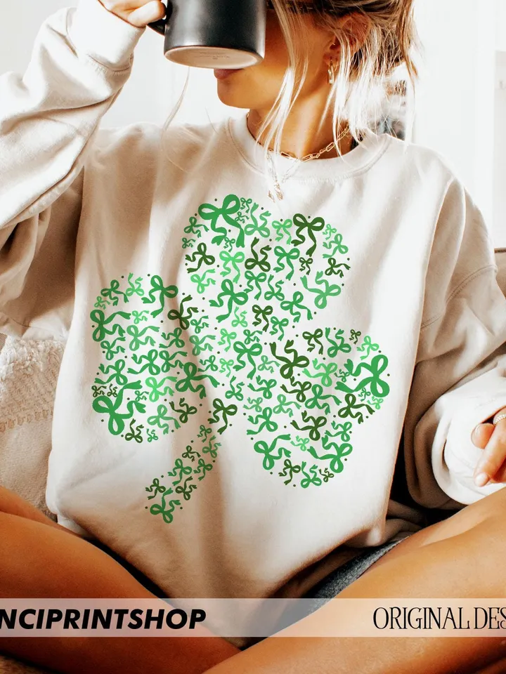 2 files, St Patricks Day Coquette PNG, Lucky Shamrock PNG, St Patricks Png, Lucky Png, Irish Png, Clover Png, Retro St Patricks, Green Bow