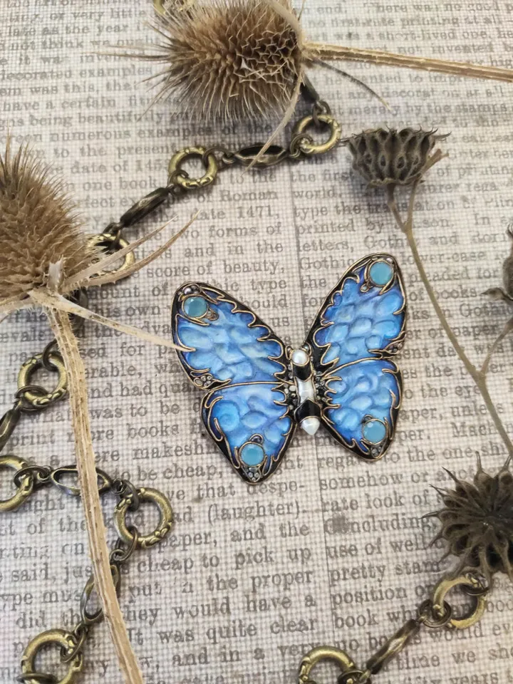Brooch Butterfly Blue Morpho, butterfly effect, exclusive edition blue, Butterfly