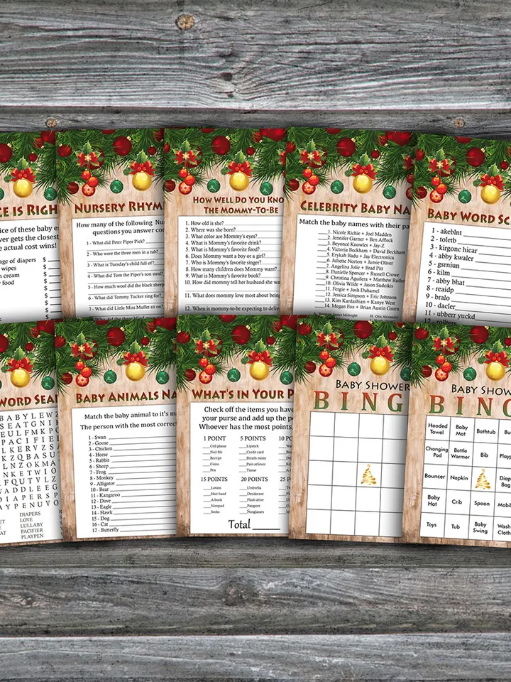 Christmas toys baby shower games bundle,Christmas Baby Shower games package,Fun Baby Shower Games,9 Printable Games-259